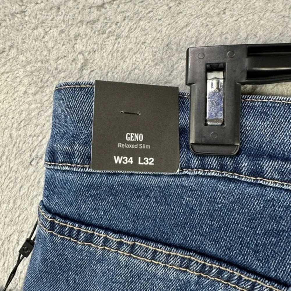 True Religion Mens Geno Relaxed Slim Jeans 34 Blue 5 Pockets Stretch Casual NEW